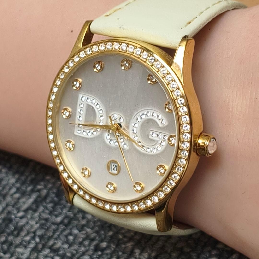 動作品 D&G TIME アナログ腕時計 ゴールド アイボリー　定価11万円
