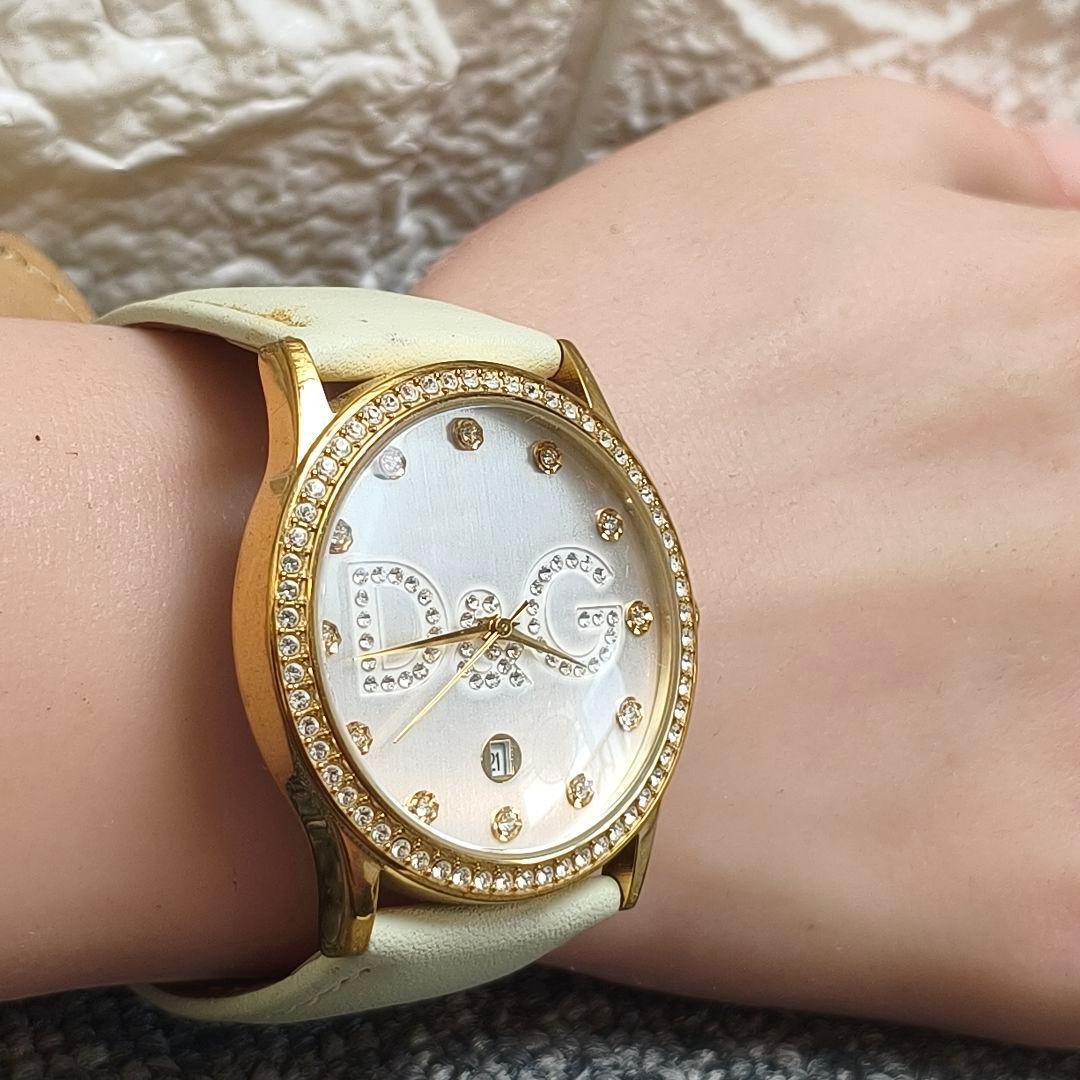 動作品 D&G TIME アナログ腕時計 ゴールド アイボリー　定価11万円