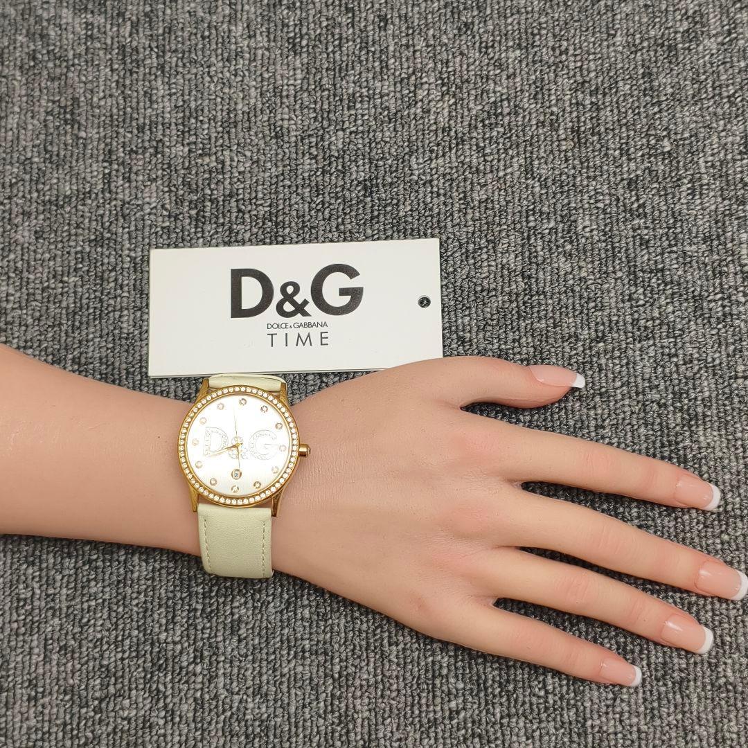 動作品 D&G TIME アナログ腕時計 ゴールド アイボリー　定価11万円