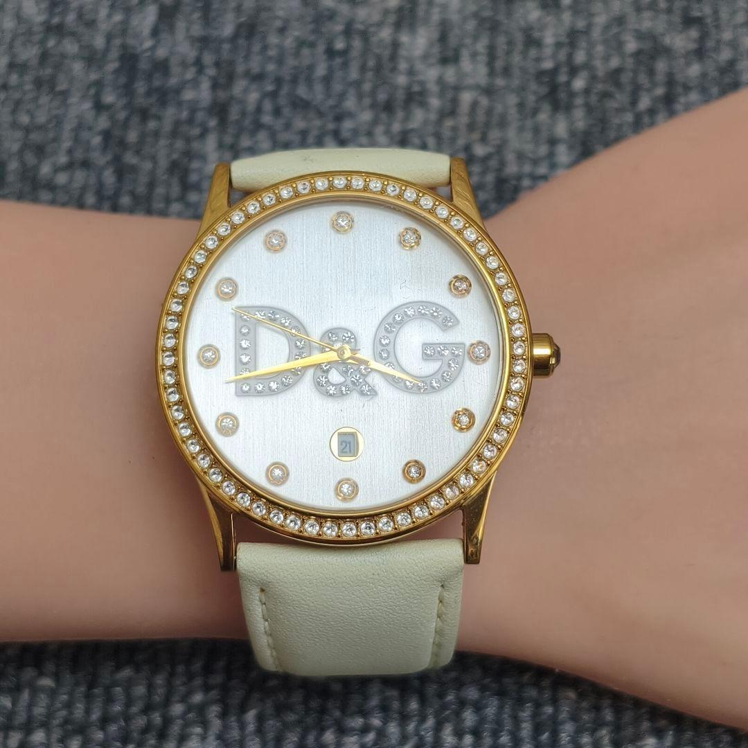 動作品 D&G TIME アナログ腕時計 ゴールド アイボリー　定価11万円