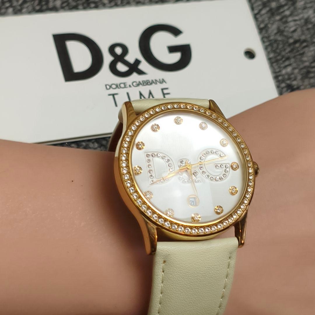 動作品 D&G TIME アナログ腕時計 ゴールド アイボリー　定価11万円
