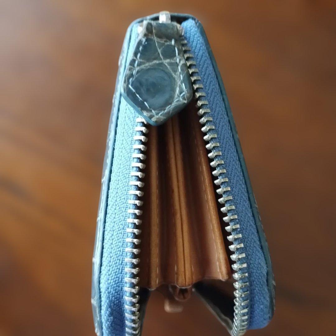 【奴凧】GODANEシャインクロコダイル長財布　ブルーグレー　男性女性