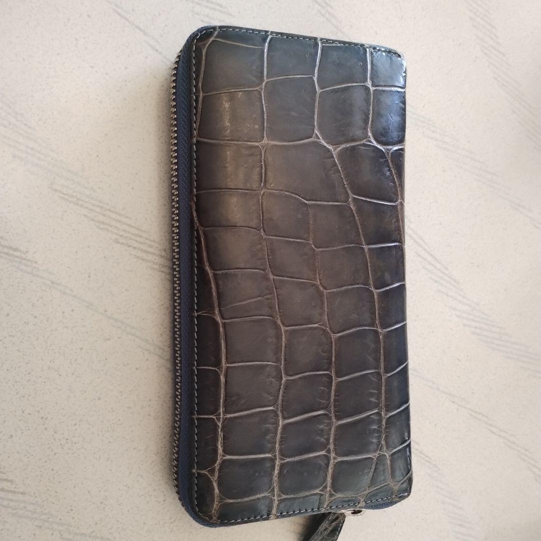 【奴凧】GODANEシャインクロコダイル長財布　ブルーグレー　男性女性