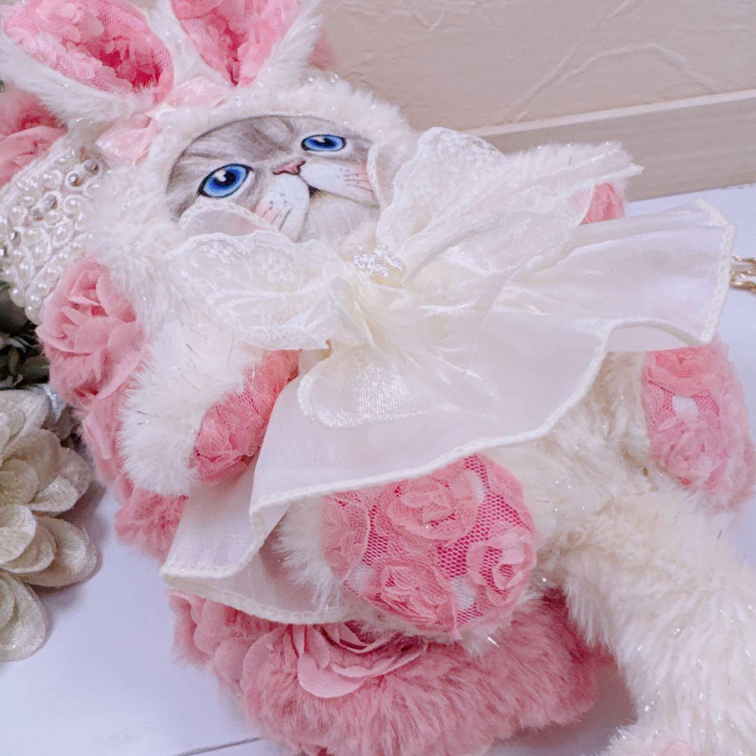 ゆ*ら様 コヤンイサムチョン♡インドパール刺繍リボン×薔薇ファーうさルミちゃんの