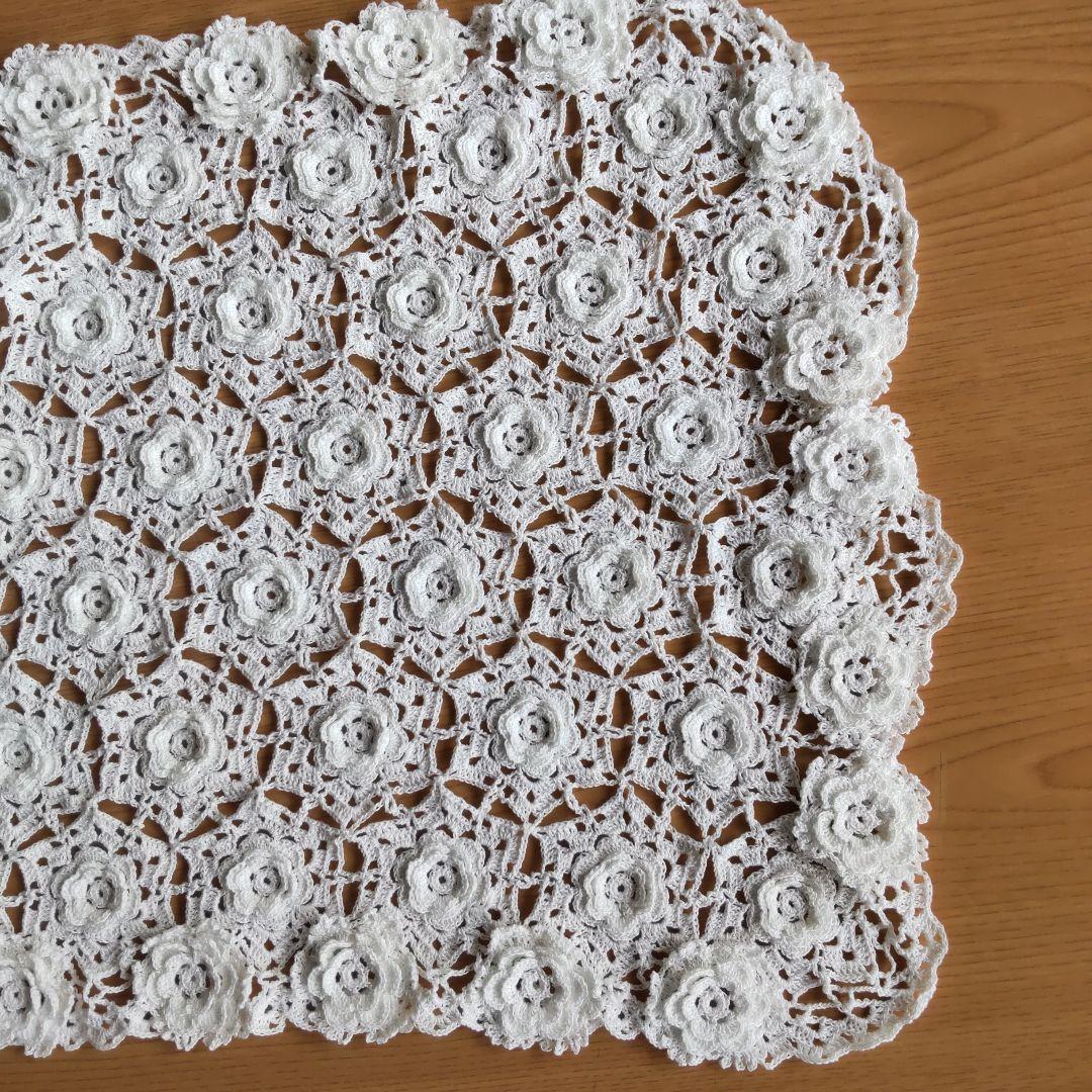 樹里レース編みドイリーお花モチーフホワイトハンドメイド