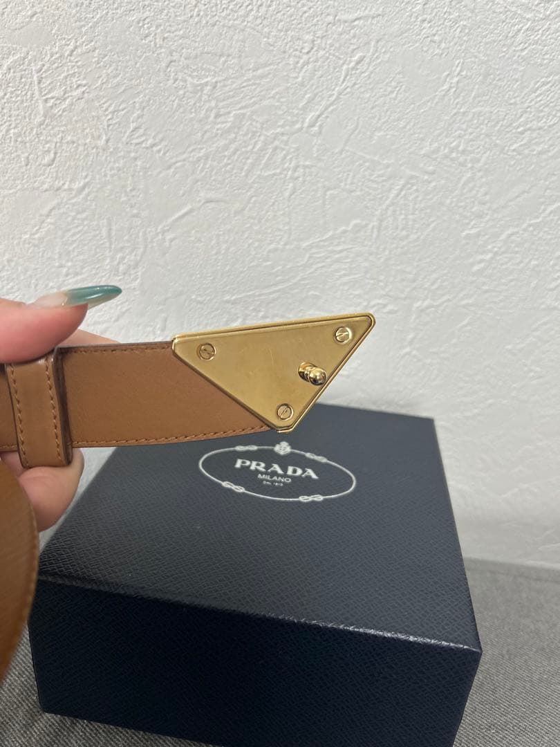 PRADA プラダ サフィアーノレザー ベルト キャメル　美品