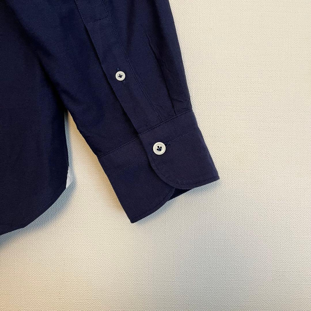 【希少XL★未使用級】ジャンネットワイドスプレッドカラーシャツ★ネイビー刺繍ロゴ