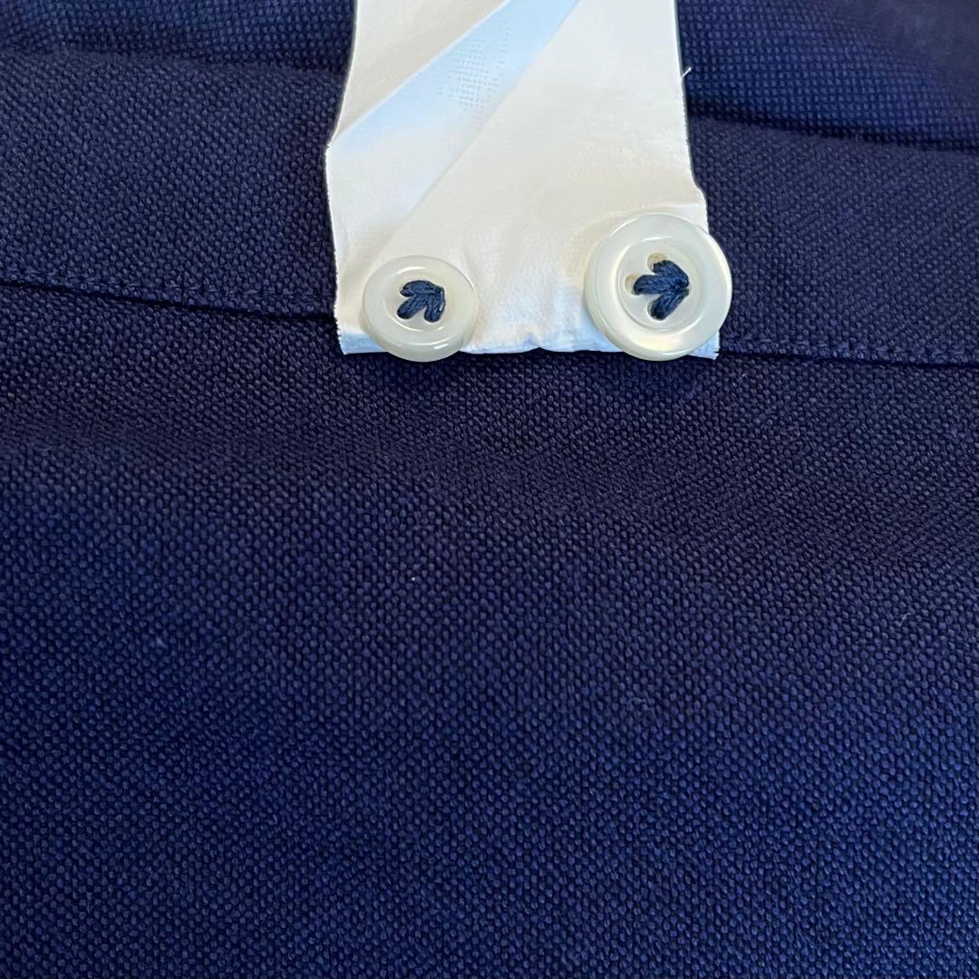 【希少XL★未使用級】ジャンネットワイドスプレッドカラーシャツ★ネイビー刺繍ロゴ