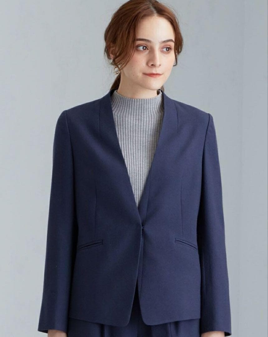 ユナイテッドアローズ　ノーカラージャケット　パンツ　セットアップ　ネイビー　M