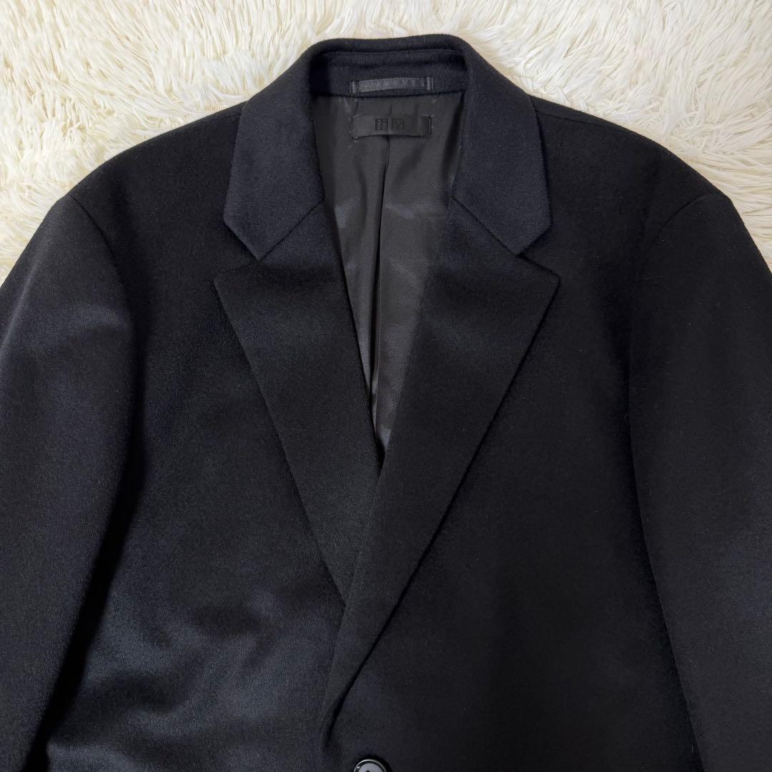 【ほぼ未使用】UNIQLO 22AW カシミヤ チェスターコート ブラック L