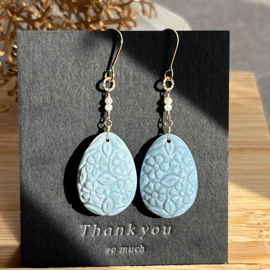 【専用です】14kgfブルーオパール✴︎フラワーガーデンカービングP260他