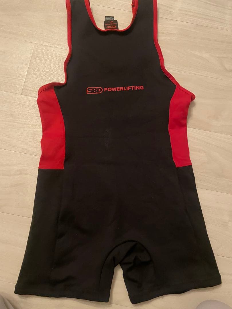 SBD パワーリフティングスーツ 黒/赤/Lサイズ