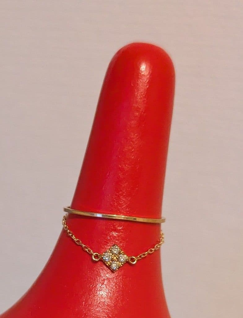 con affetto K10 ダイヤスクエア2連リング