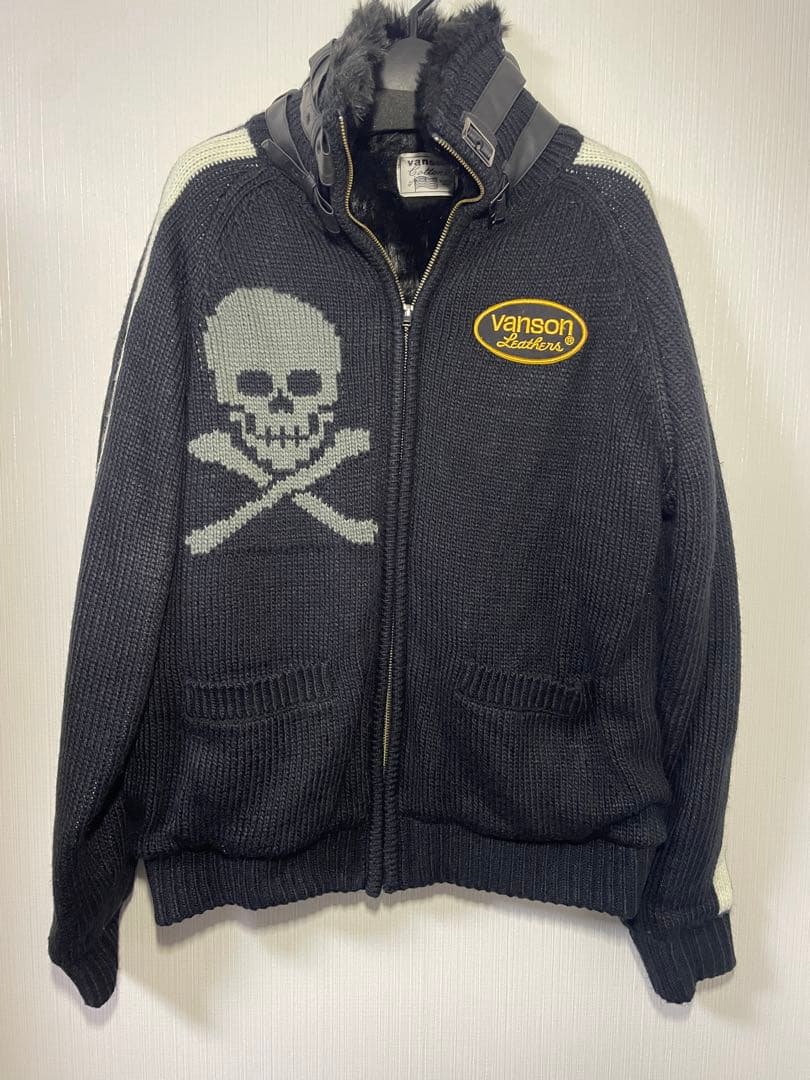 VANSON スカルデザイン ニットジャケット　ニットアウター