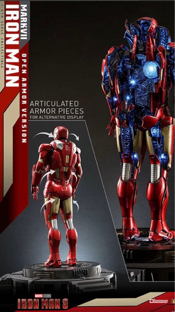 ま*様 Hot Toys アイアンマン3 Mk.7 オープンアーマー