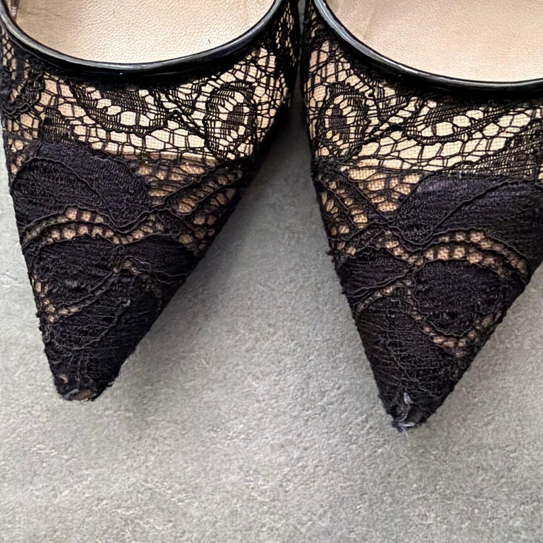 JIMMY CHOO ブラック レース ハイヒール　23.5