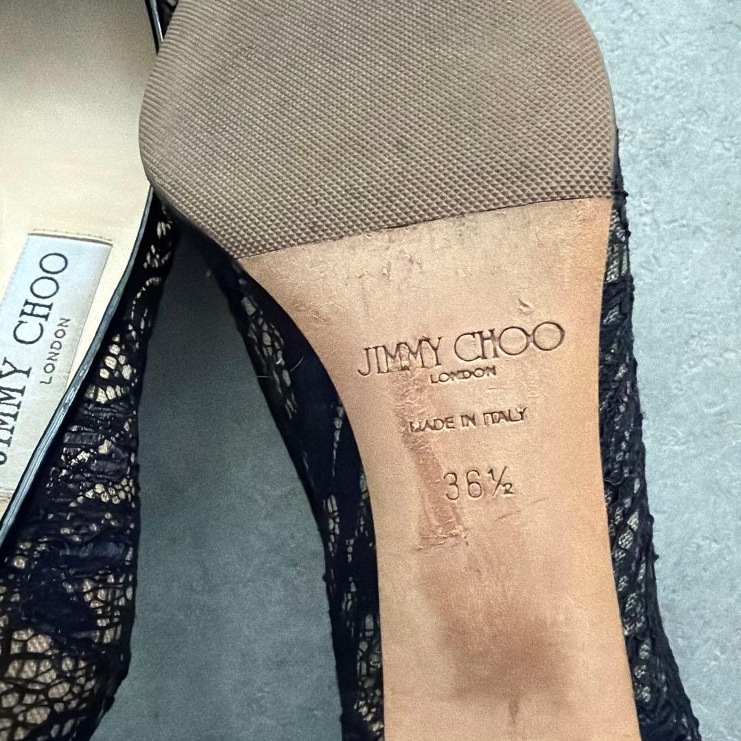 JIMMY CHOO ブラック レース ハイヒール　23.5