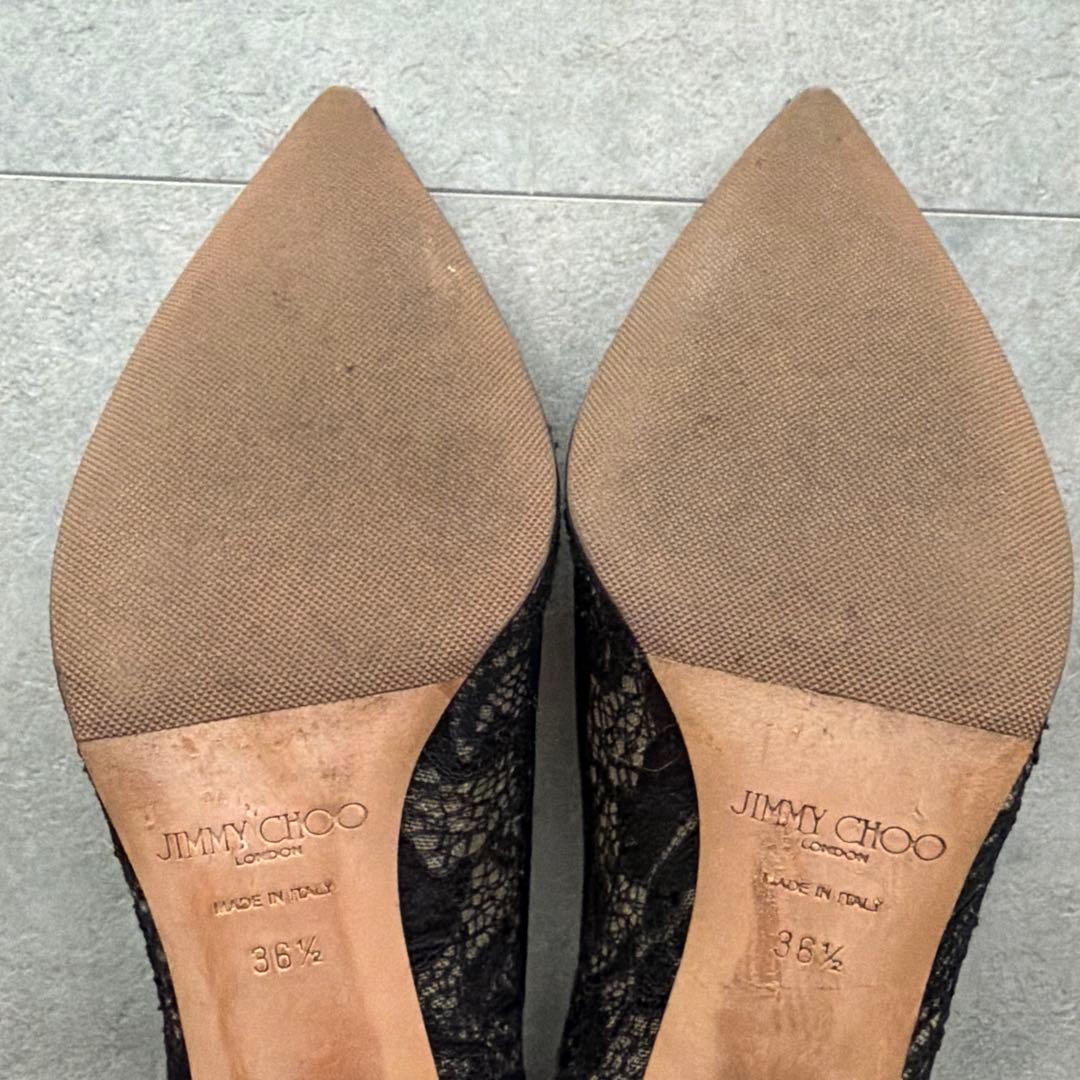 JIMMY CHOO ブラック レース ハイヒール　23.5