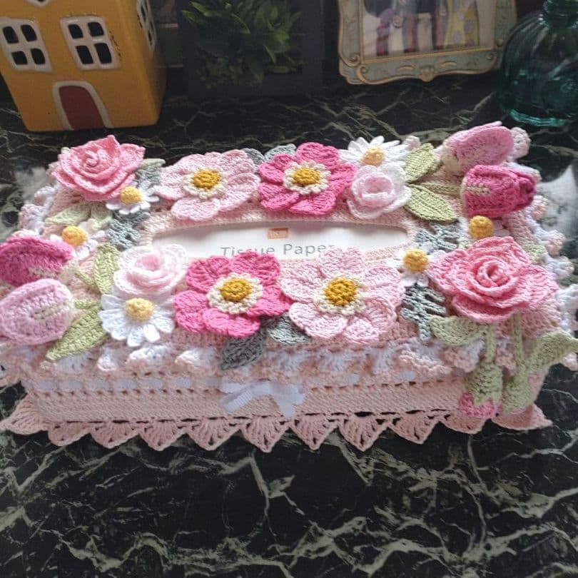 ティッシュボックスカバーかぎ編みインテリア生活道具レース編みドイリー