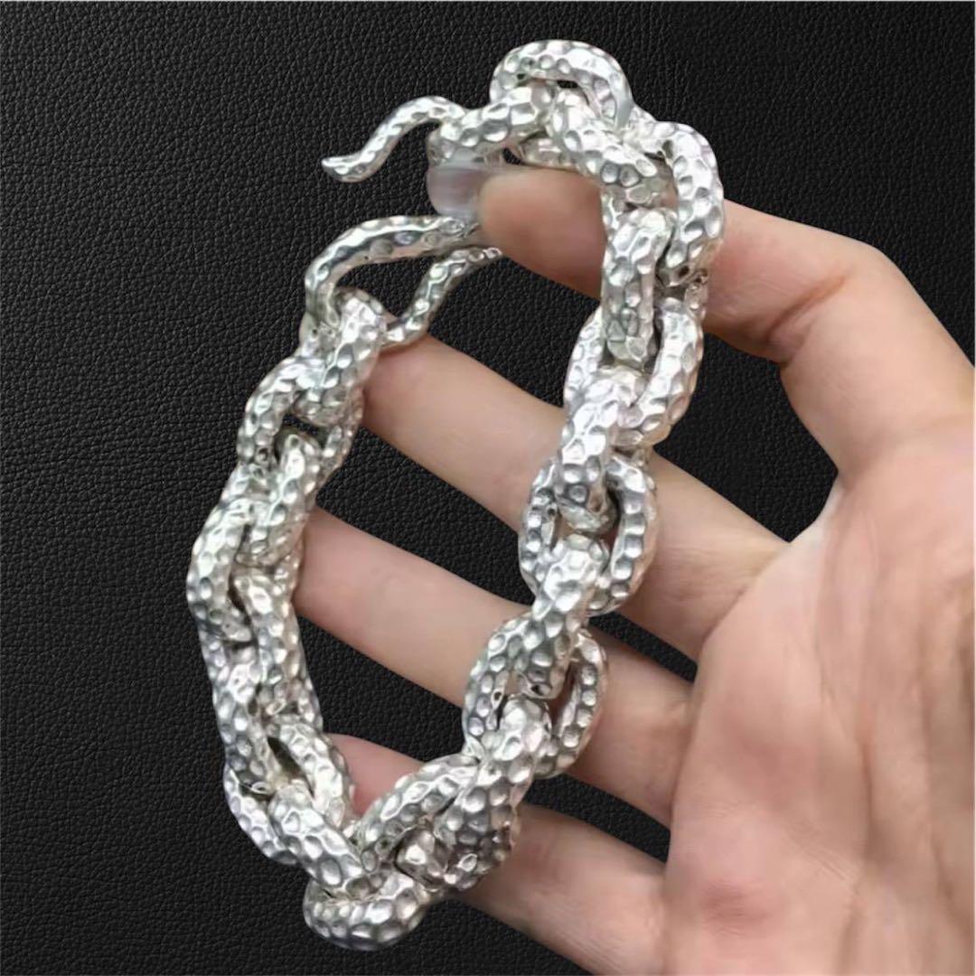 2点セット　ヘビーケーブル　ブレスレット　ヴィンテージチェーン　S925刻印