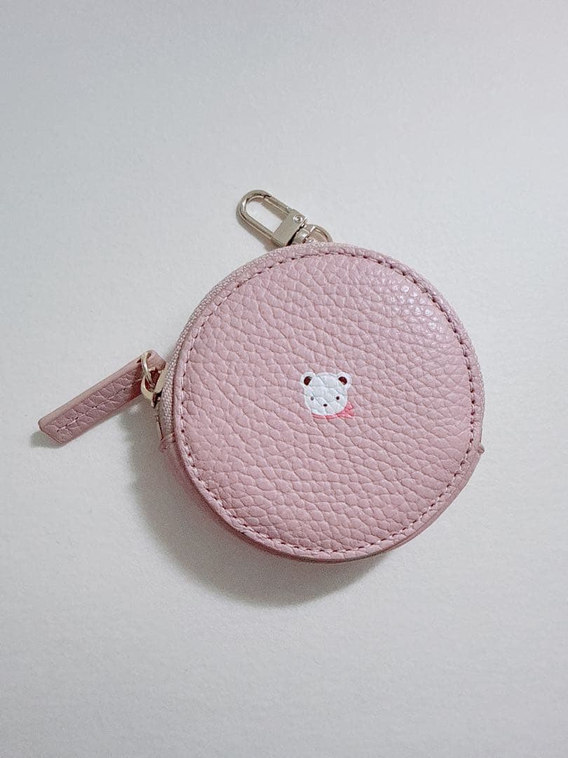 新品　ファミリア　レザーポーチ　ピンク　チャーム　小物ポーチ　ケース