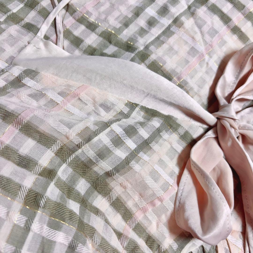 BURBERRYBLUELABEL✴︎ラメ糸がキラリ✴︎ピンクサテンリボンワンピース