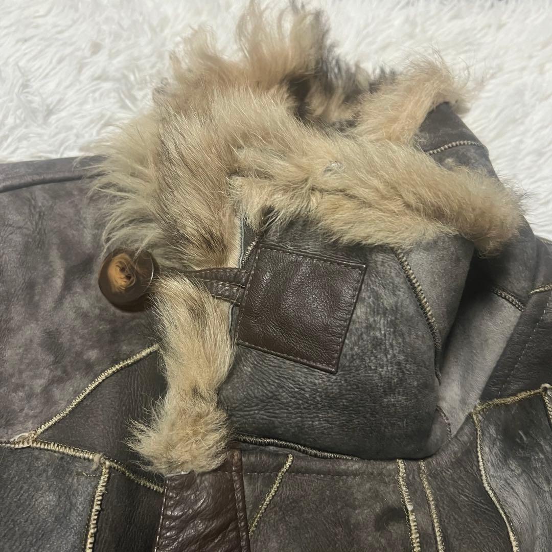 【希少】ヴィンテージ　リアルムートンジャケットコート　パッチワーク　羊革　メンズ