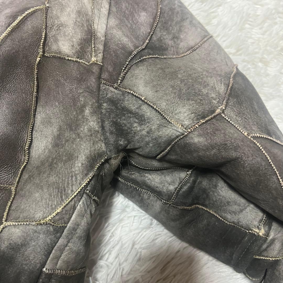 【希少】ヴィンテージ　リアルムートンジャケットコート　パッチワーク　羊革　メンズ