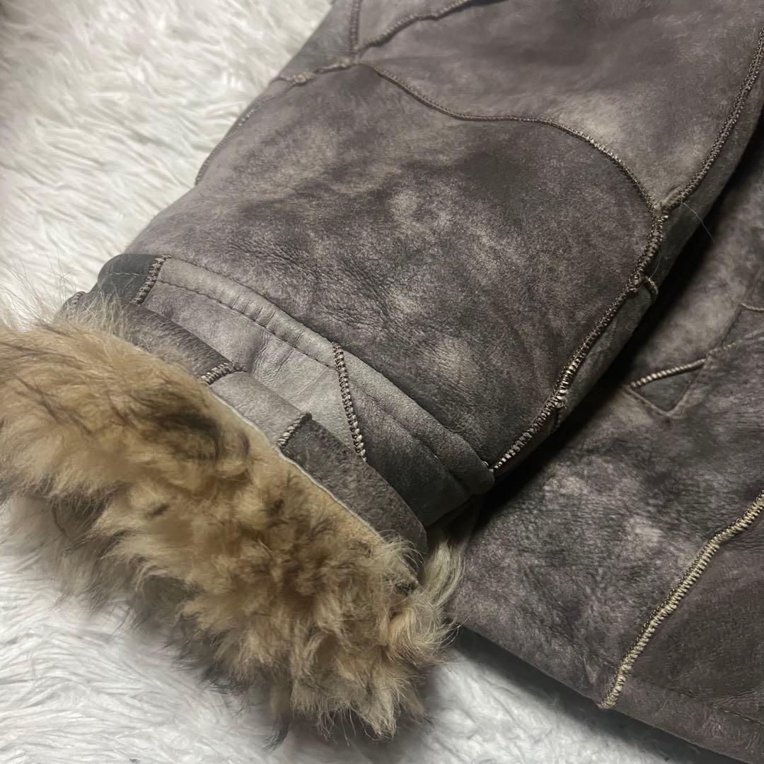 【希少】ヴィンテージ　リアルムートンジャケットコート　パッチワーク　羊革　メンズ