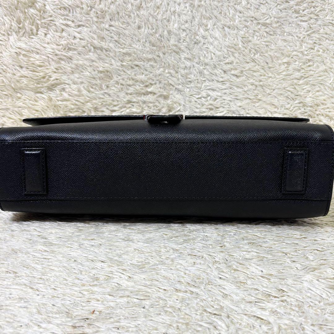 【未使用級】ブルガリ ビジネスバッグ グレインカーフ 2室 ブラック メンズ