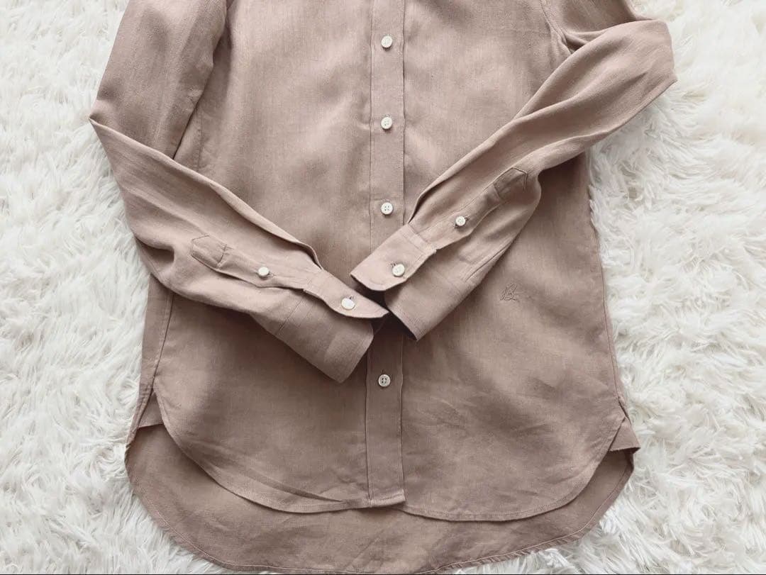 MADISONBLUE サンドベージュ 名品 マダムシャツ リネン100% 刺繍