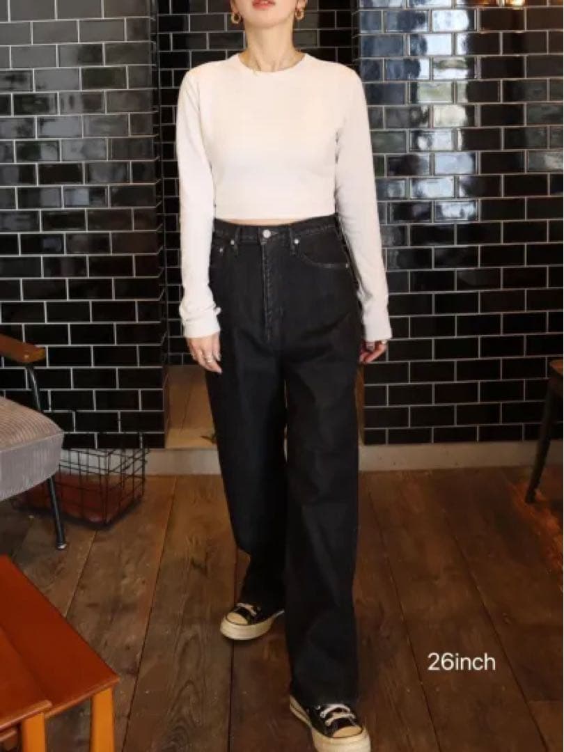 epa BIG JOHN ワイドストレートジーンズ　ブラック　サイズ26