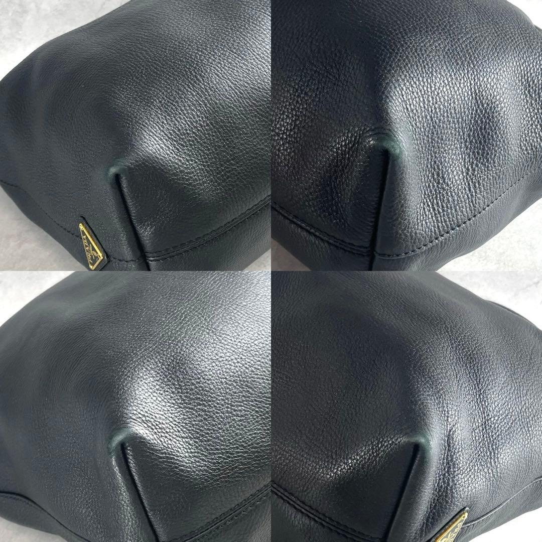 美品PRADAプラダ2wayショルダーバッグ ビジネストートバッグレザー型押ロゴ