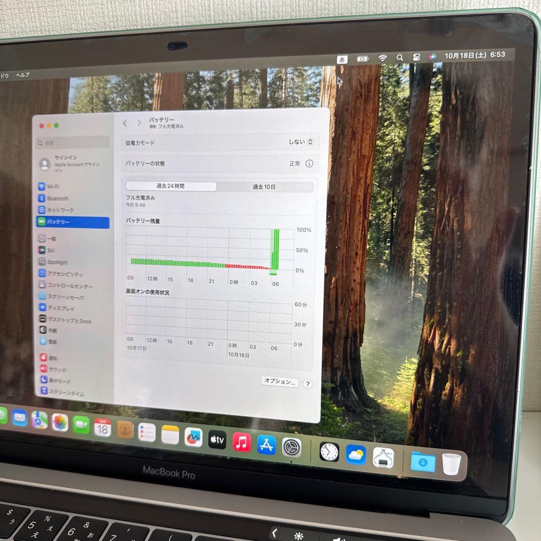 MacBook Pro 13インチ（2018年型）とカバー、アダプタ、ケーブル