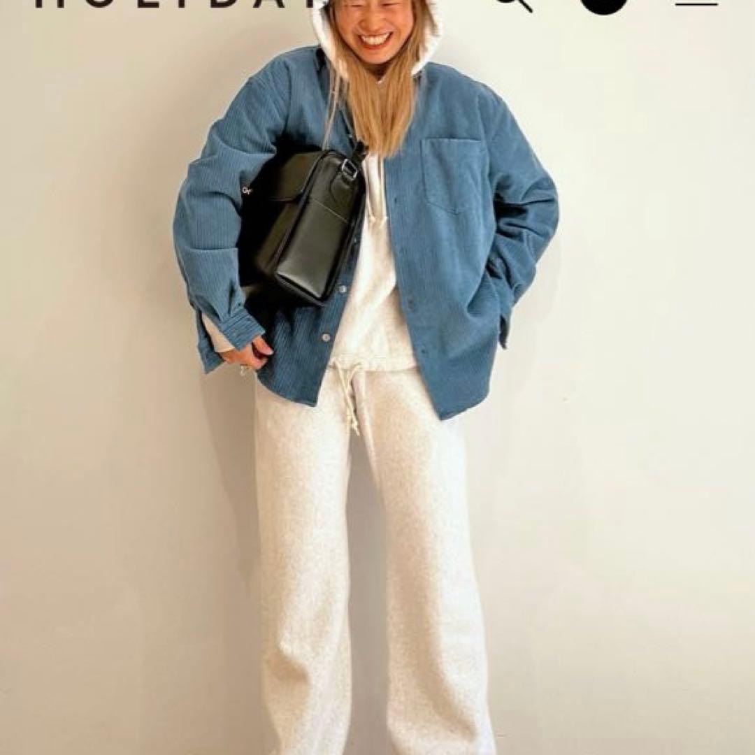 HOLIDAY ブルー　ダメージ　コーディロイ　シャツジャケット