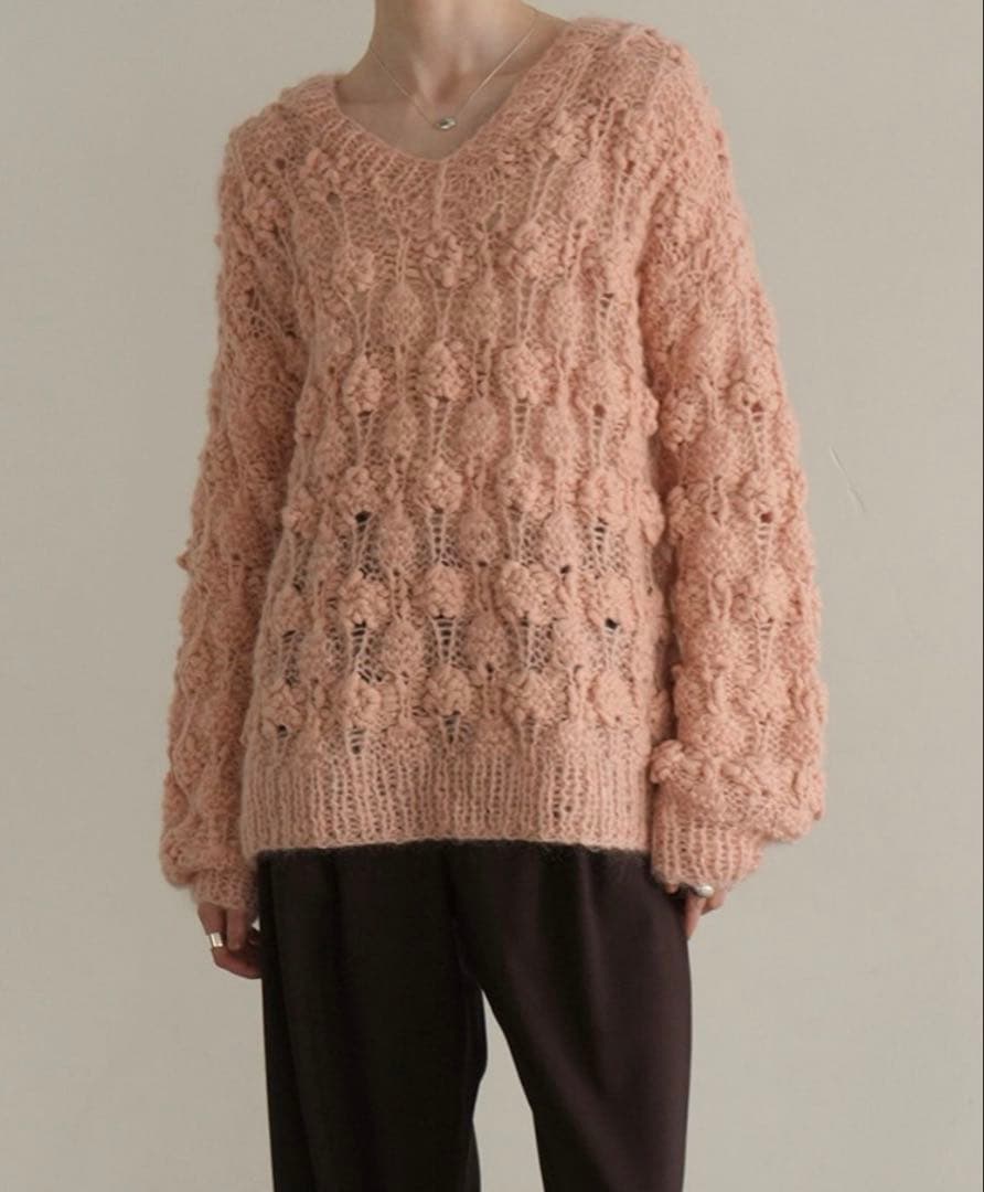 CLANE クラネ　BUMPY OVER V NECK KNIT TOPS