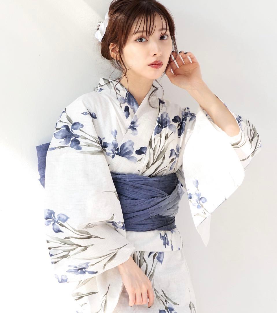 Dita 浴衣 京の水墨画水仙 セット 水色 即日発送可能