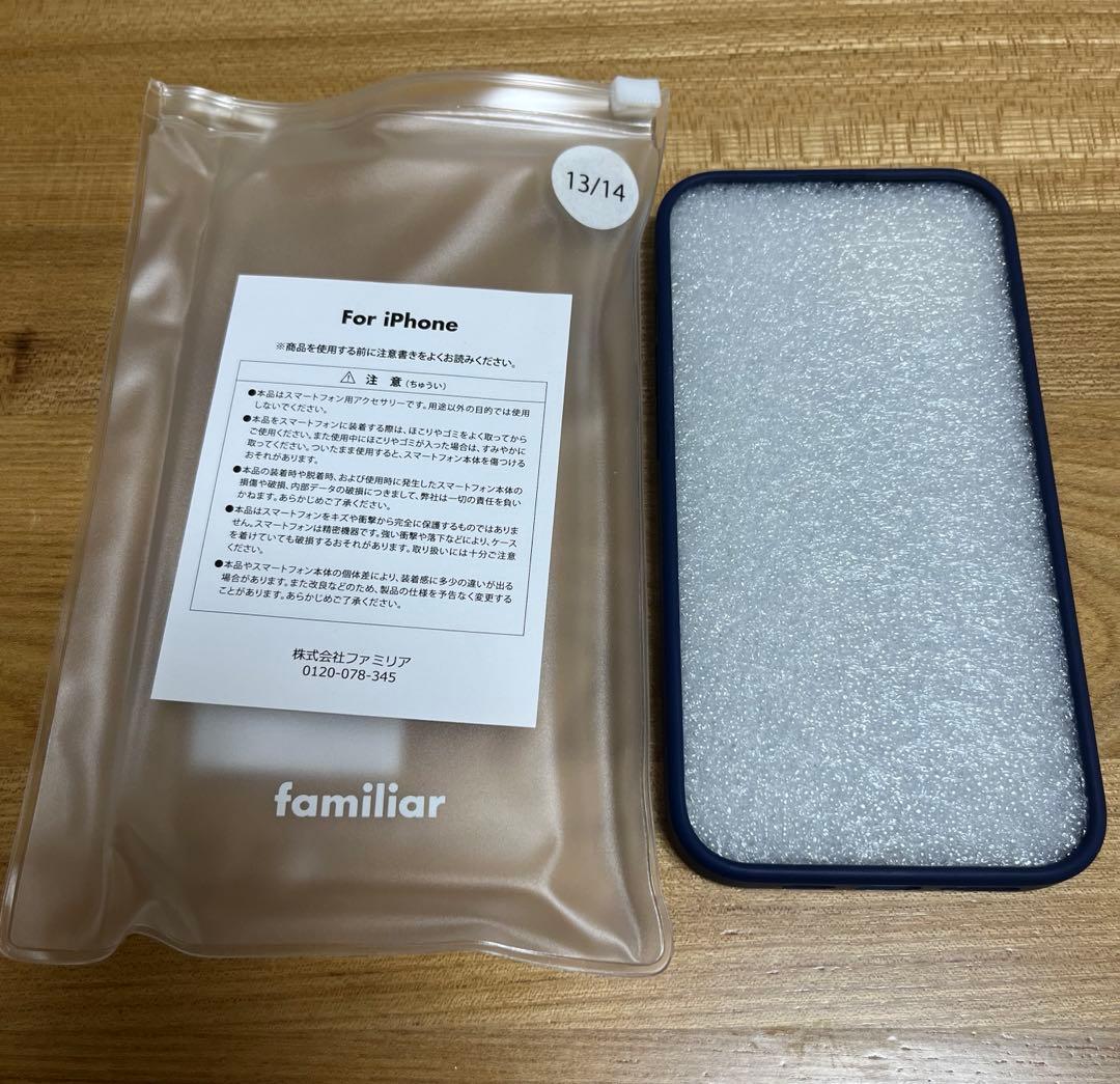 familiar iPhoneケース ネイビー 13/14