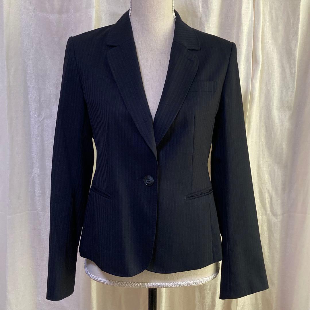 エヌライン セットアップ パンツ ネイビー ストライプ シルク混 大きいサイズ