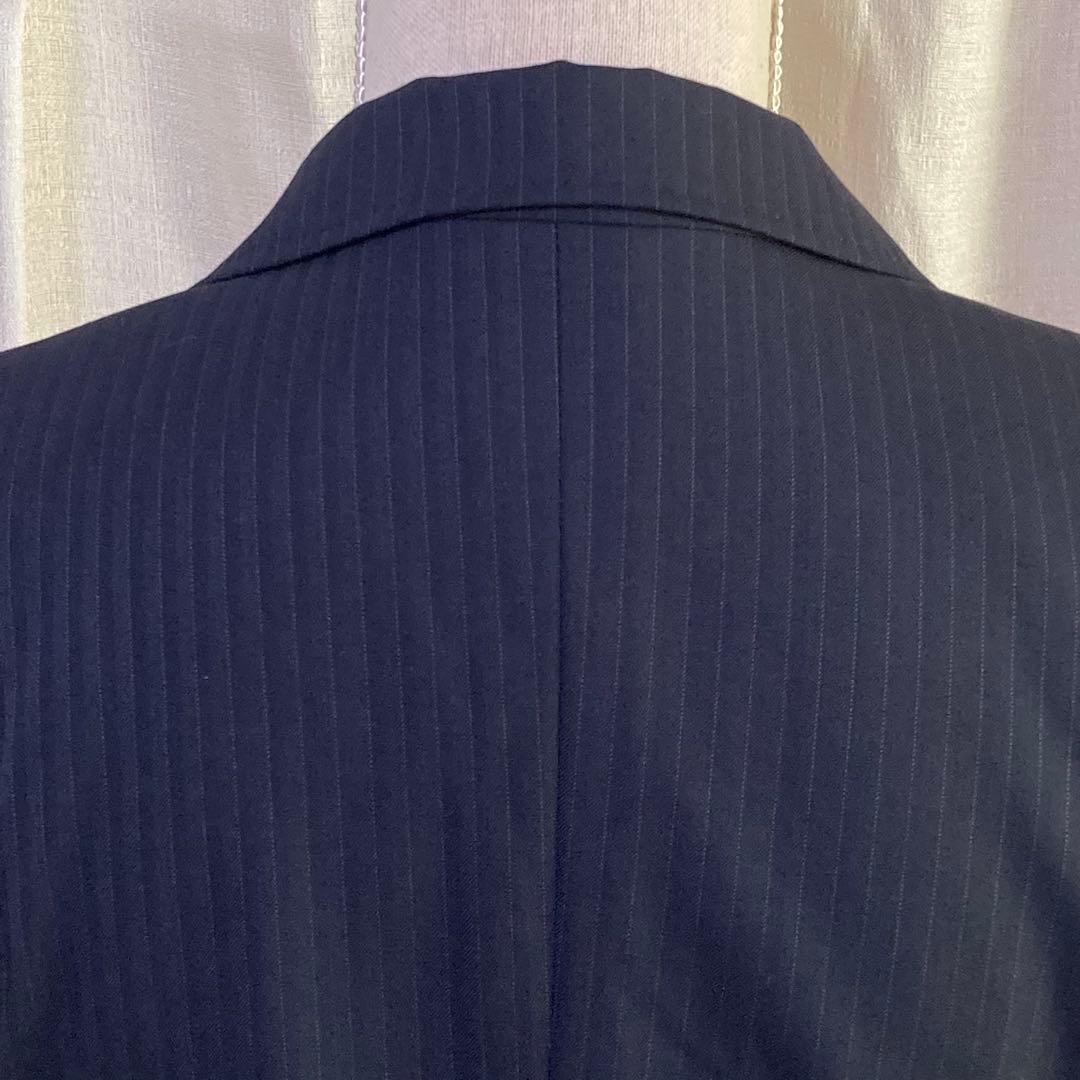 エヌライン セットアップ パンツ ネイビー ストライプ シルク混 大きいサイズ