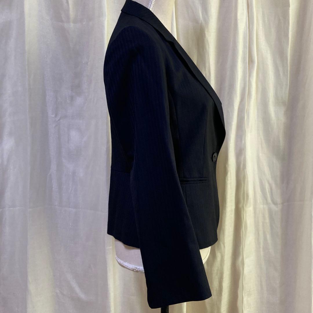 エヌライン セットアップ パンツ ネイビー ストライプ シルク混 大きいサイズ