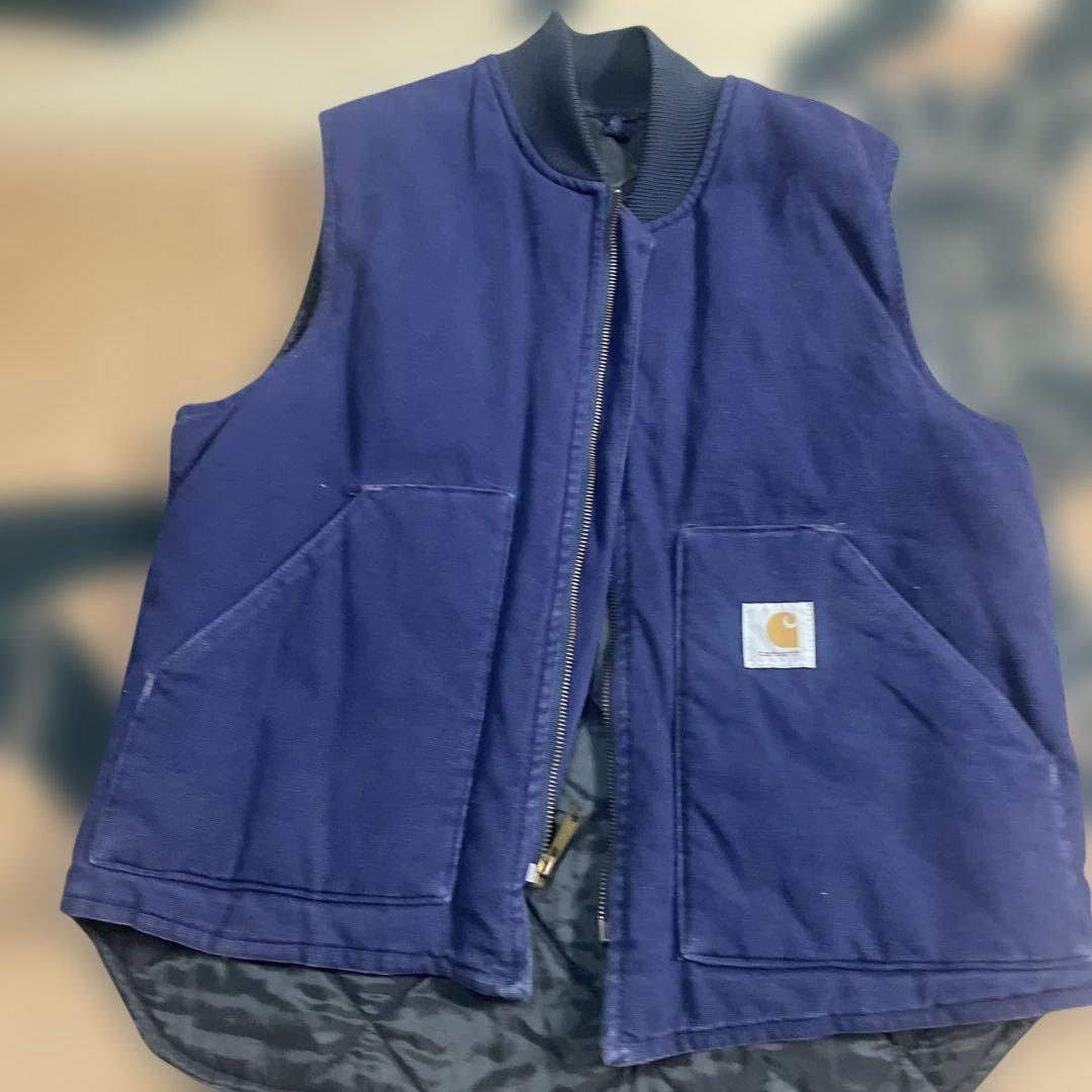 ネイビー コットン ノースリーブベスト