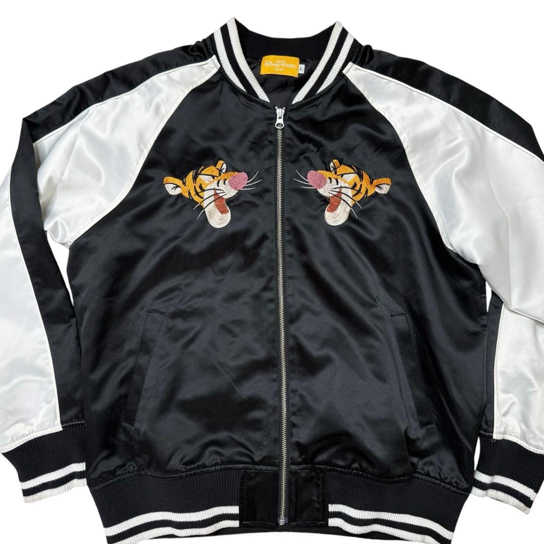 ★tigger★L スカジャン disny ブラック 刺繍 ジャケット