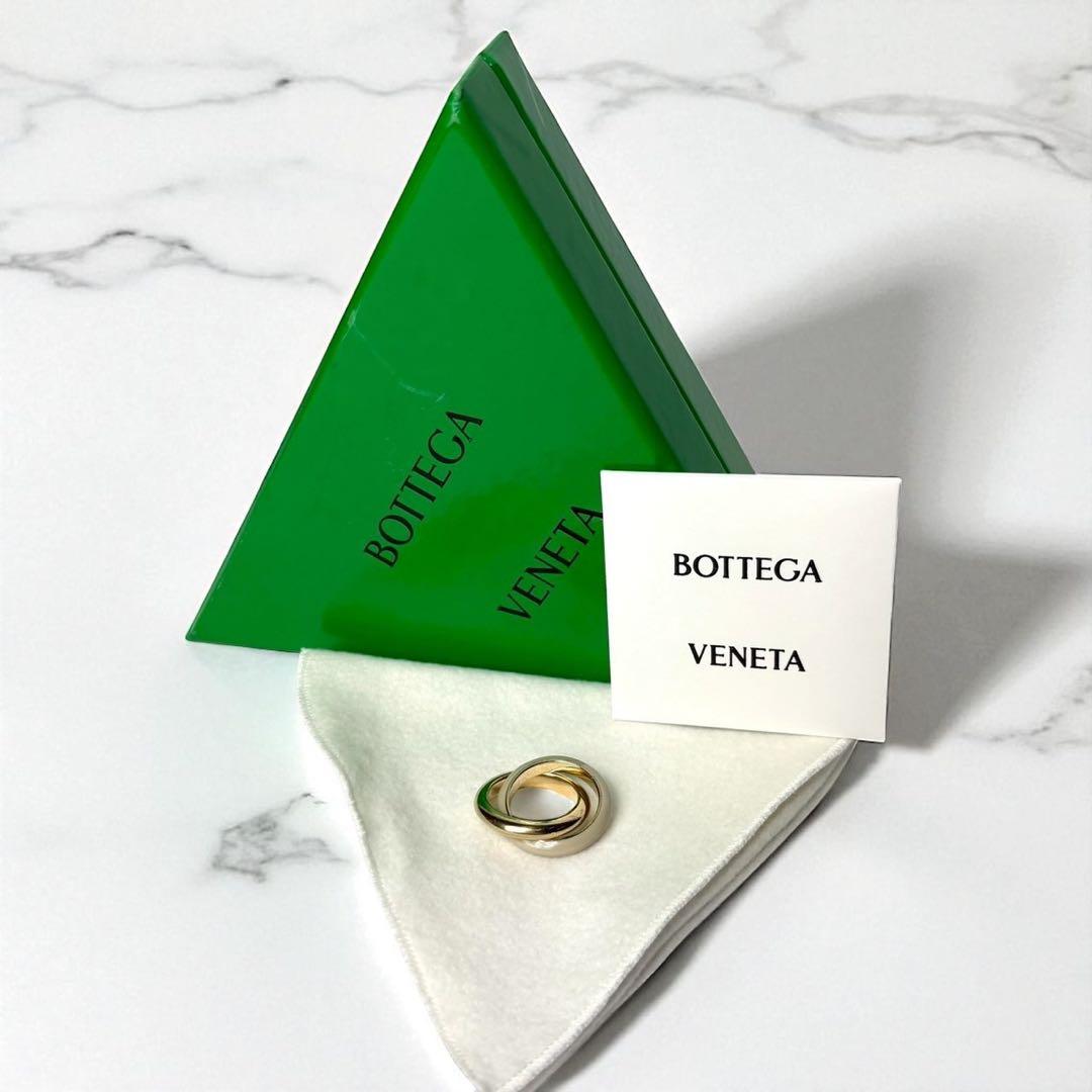 ボッテガヴェネタ ダブルツイスト　リング　ゴールド　ベージュ　9号　ag925.