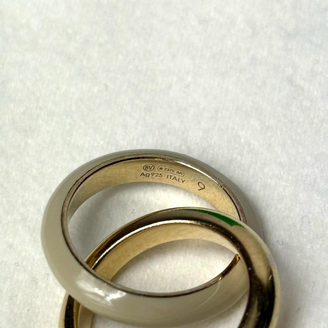 ボッテガヴェネタ ダブルツイスト　リング　ゴールド　ベージュ　9号　ag925.