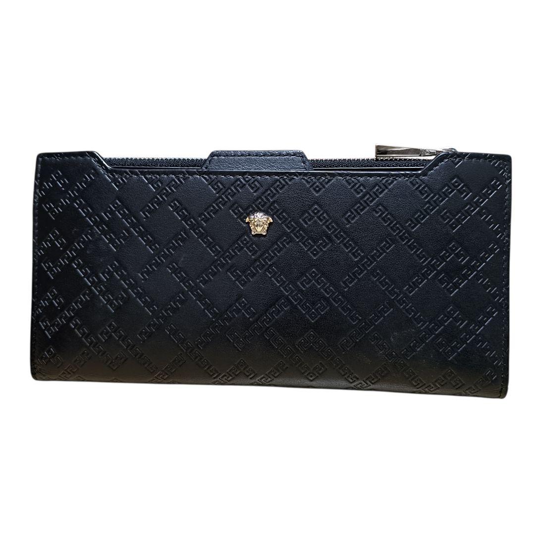 美品 ベルサーチ VERSACE ブラック 差し込みカードケース付 長財布