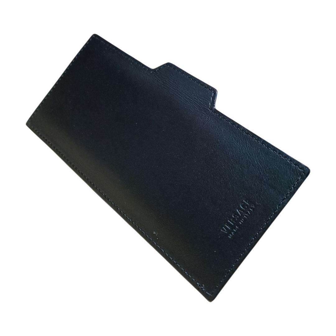 美品 ベルサーチ VERSACE ブラック 差し込みカードケース付 長財布