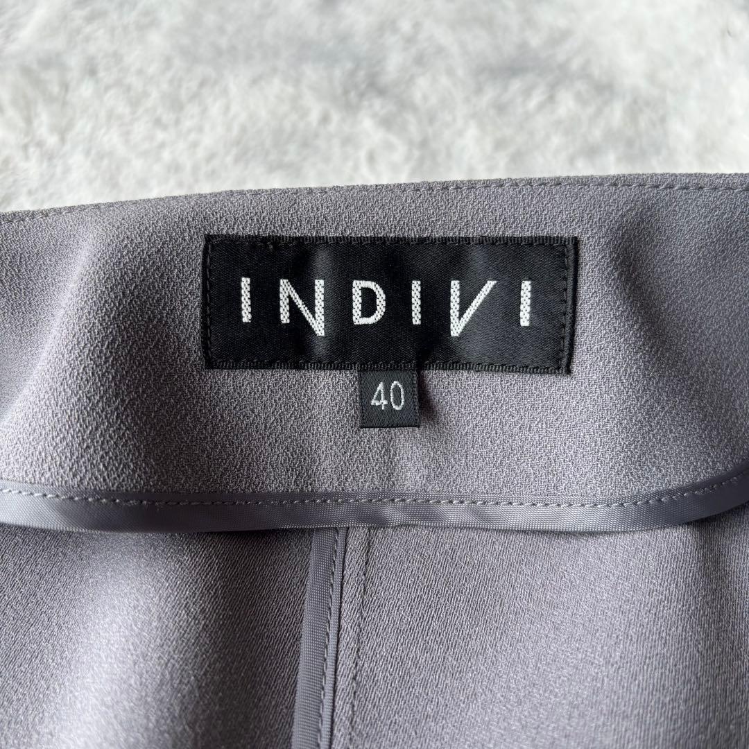 ✨️美品 INDIVI インディヴィ ノーカラー スーツ 3点 グレー Lサイズ