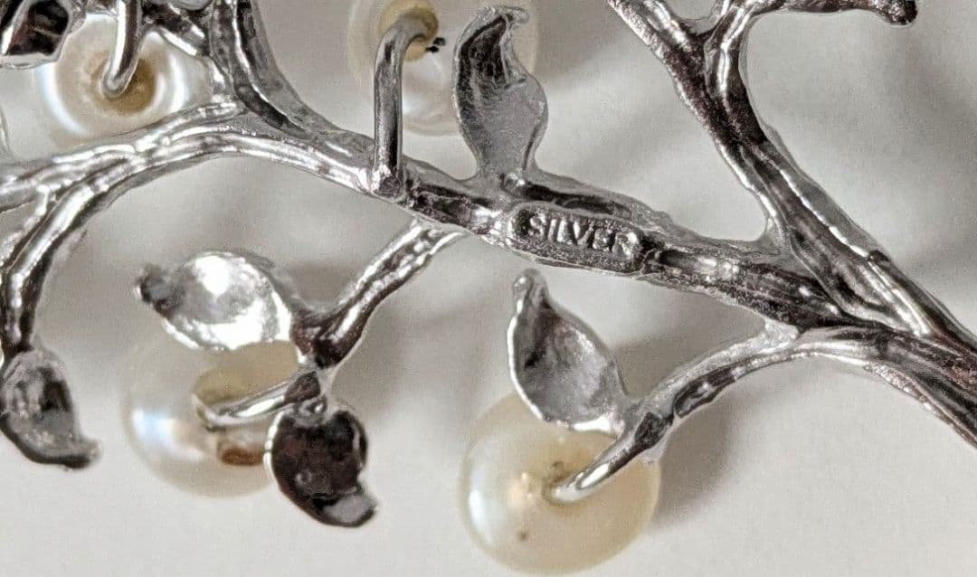 南洋真珠 ケシパール 4〜6㎜珠 シルバー製 ツリー リーフ ブローチ