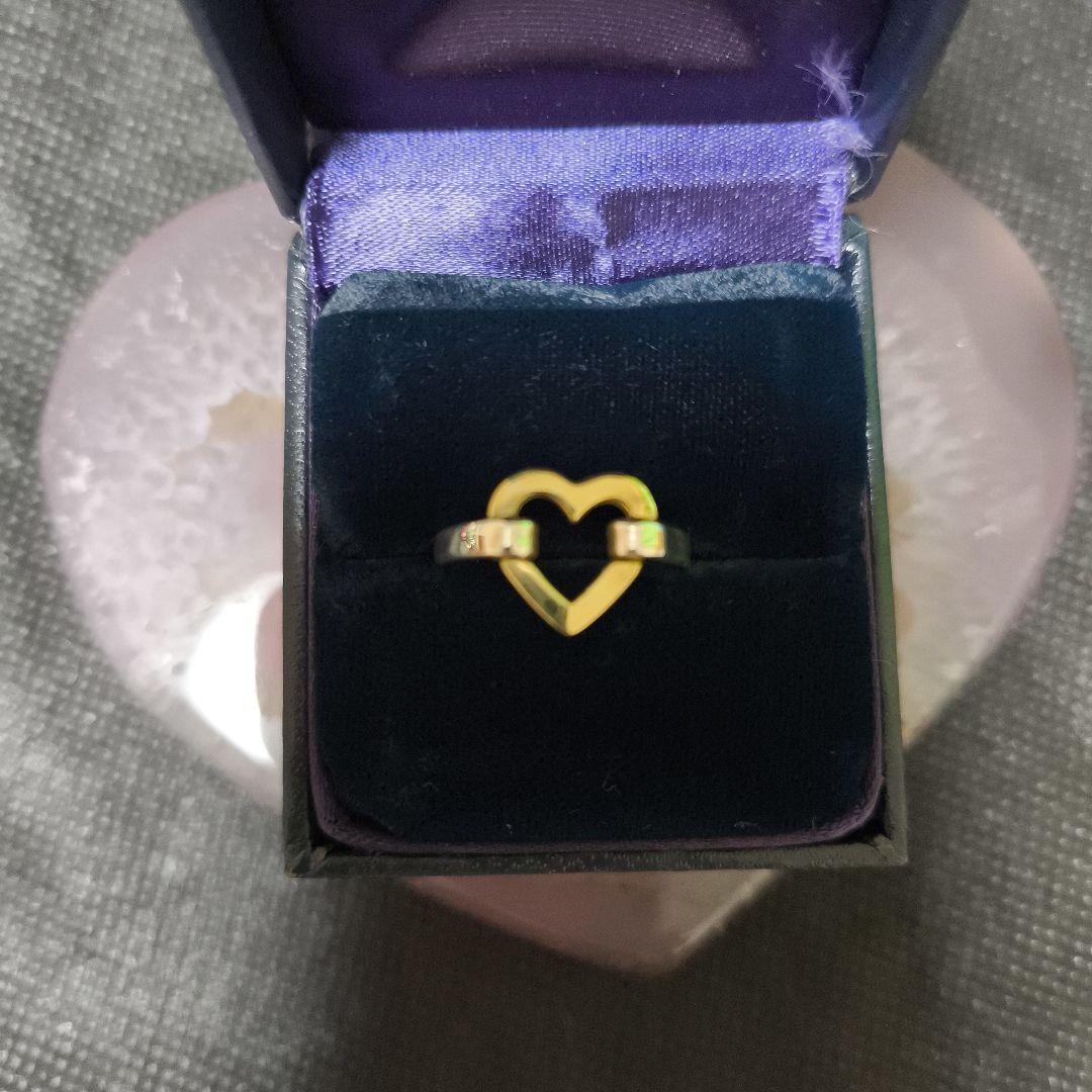 廃盤　 ハート型リングハート　オープン　リンク　コンビ10号 750 925